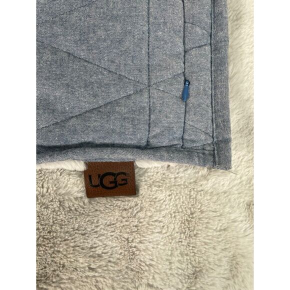 UGG Grey Blue Pillowcase Sham Faux Fur Geometric Triangle Standard Size 20 x 26" - Picture 5 of 11